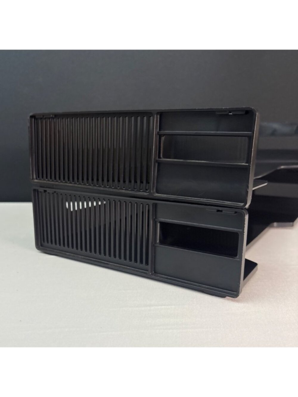 2 Stackable Black Plastic Letter Tray Organizer For Desk Or Office Supplies - Picture 2 of 7